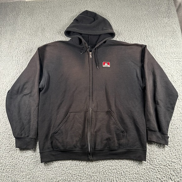 Ben Davis Icon Sweatshirt Men XL Black Full Zip Hoodie Workwear Streetwear Faded - Picture 1 of 12